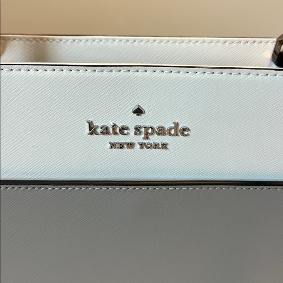 Kate Spade New York Staci Colorblock Laptop Tote Bag Nimbus Grey White Black - Picture 3 of 16